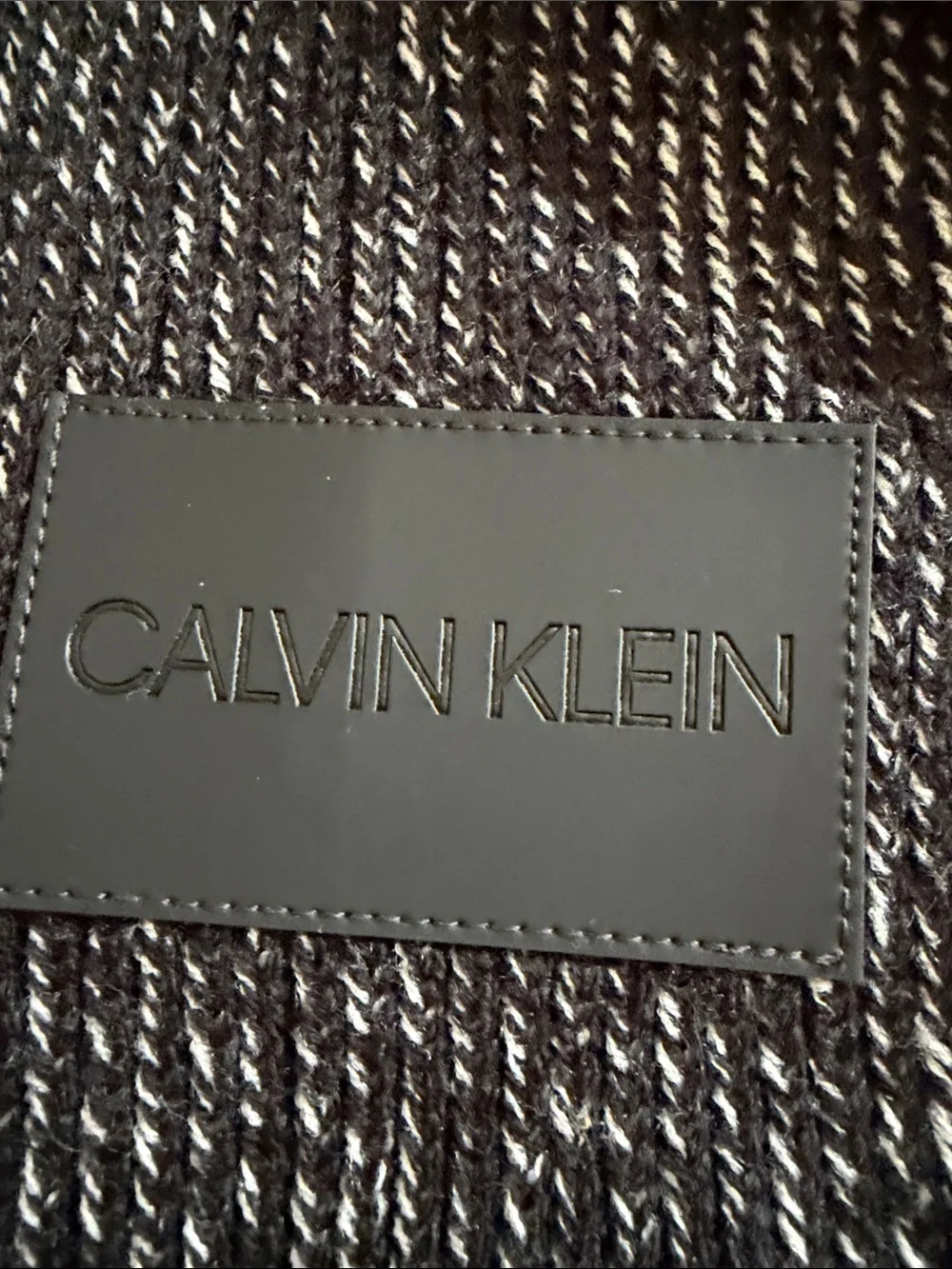 Calvin Klein Black & White Marled Fringe Scarf